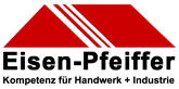 Eisen Pfeiffer Partnerlogo mit rotem Dachsymbol und schwarzer Schrift.